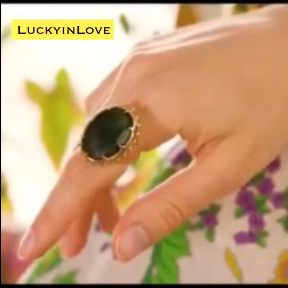 ALEXIS BITTAR• Georgian Gold & Oversized Green Tourmaline Color Ring